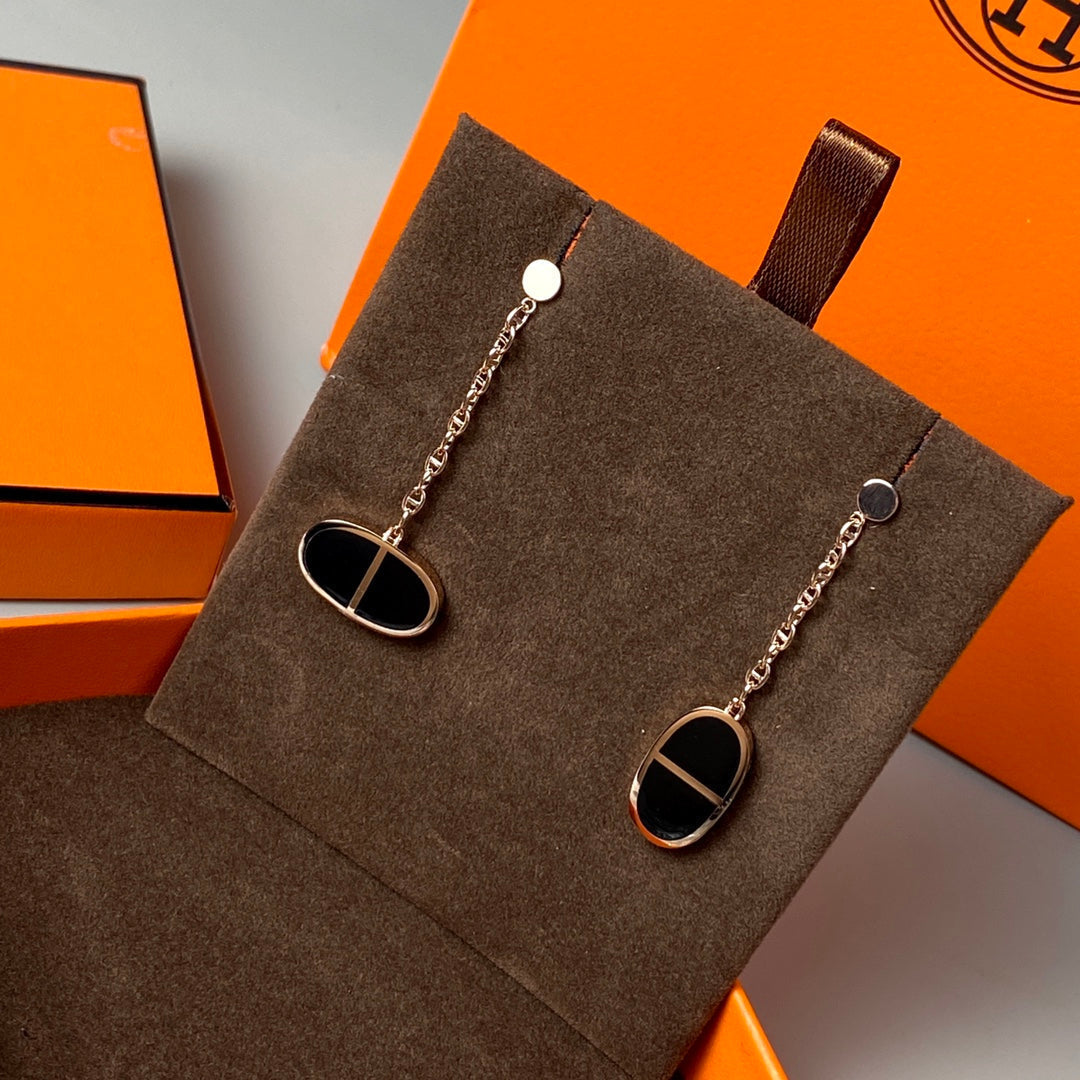 [Loran]CHAINE VERSO BLACK CERAMIC EARRINGS