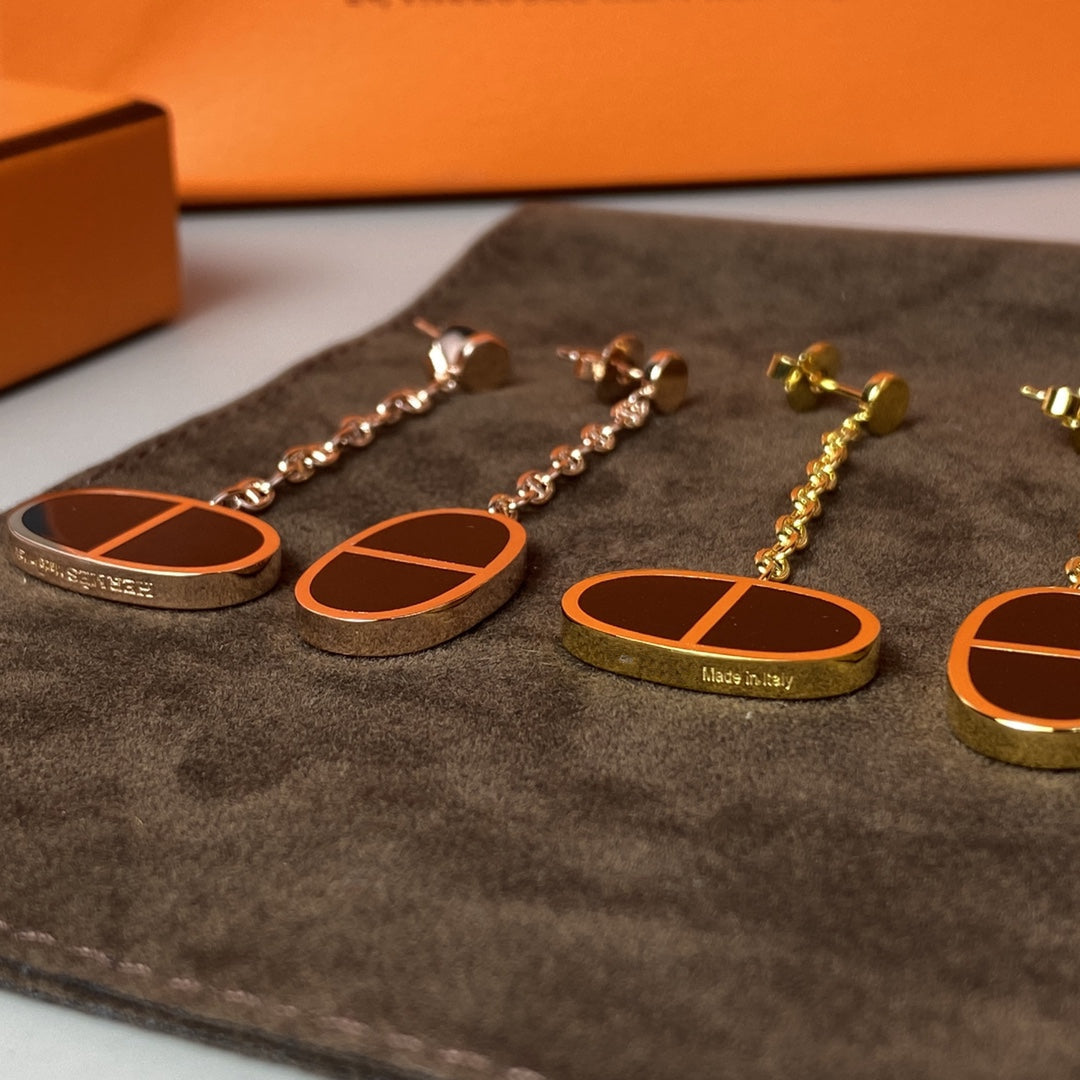 [Loran]CHAINE VERSO BLACK CERAMIC EARRINGS