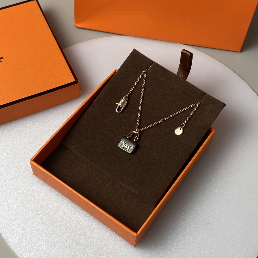 [Loran]CONSTANCE BLACK PEDANT ROSE GOLD NECKLACE