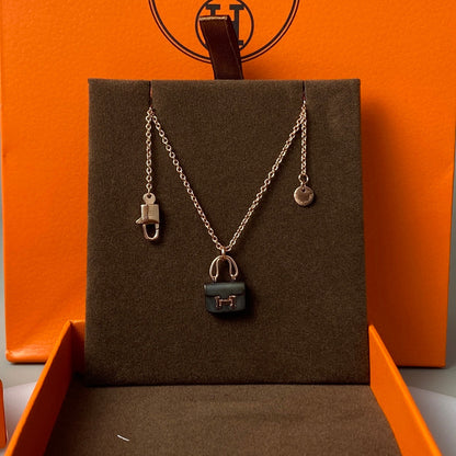 [Loran]CONSTANCE BLACK PEDANT ROSE GOLD NECKLACE