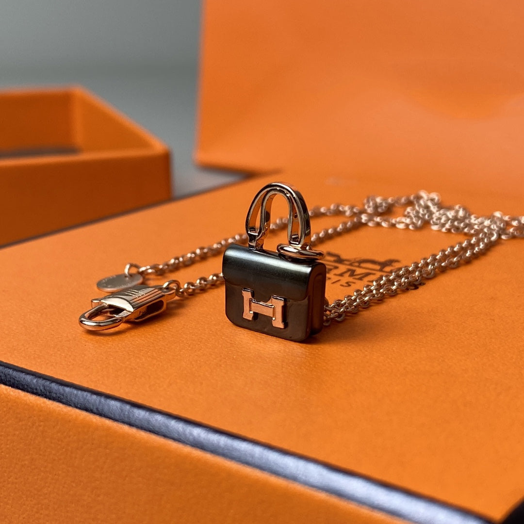 [Loran]CONSTANCE BLACK PEDANT ROSE GOLD NECKLACE