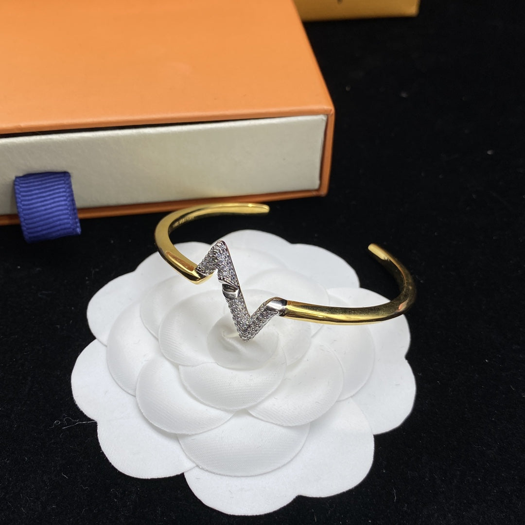 [Loran]VOLTE UPSITE DOWN DIAMOND GOLD OPEN BRACELET