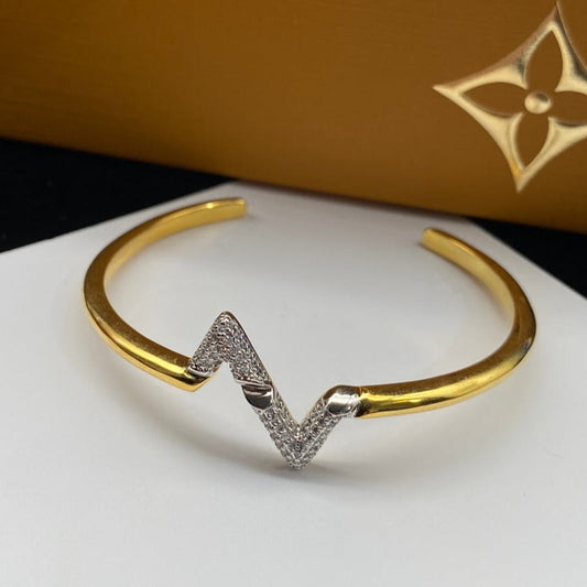 [Loran]VOLTE UPSITE DOWN DIAMOND GOLD OPEN BRACELET