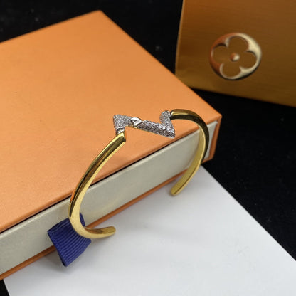 [Loran]VOLTE UPSITE DOWN DIAMOND GOLD OPEN BRACELET