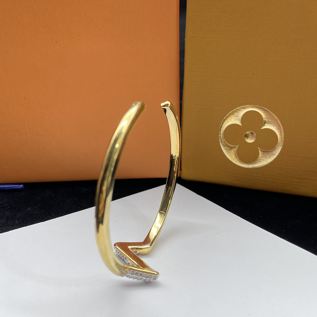 [Loran]VOLTE UPSITE DOWN DIAMOND GOLD OPEN BRACELET