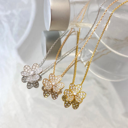 [Loran]PAVÉ DIAMOND FLOWER CHARM NECKLACE