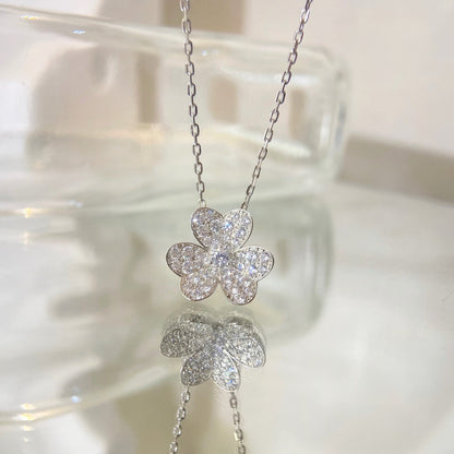 [Loran]PAVÉ DIAMOND FLOWER CHARM NECKLACE
