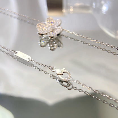 [Loran]PAVÉ DIAMOND FLOWER CHARM NECKLACE