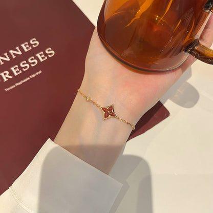 [Loran]COLOR STAR CARNELIAN ROSE GOLD DIAMOND BRACELET