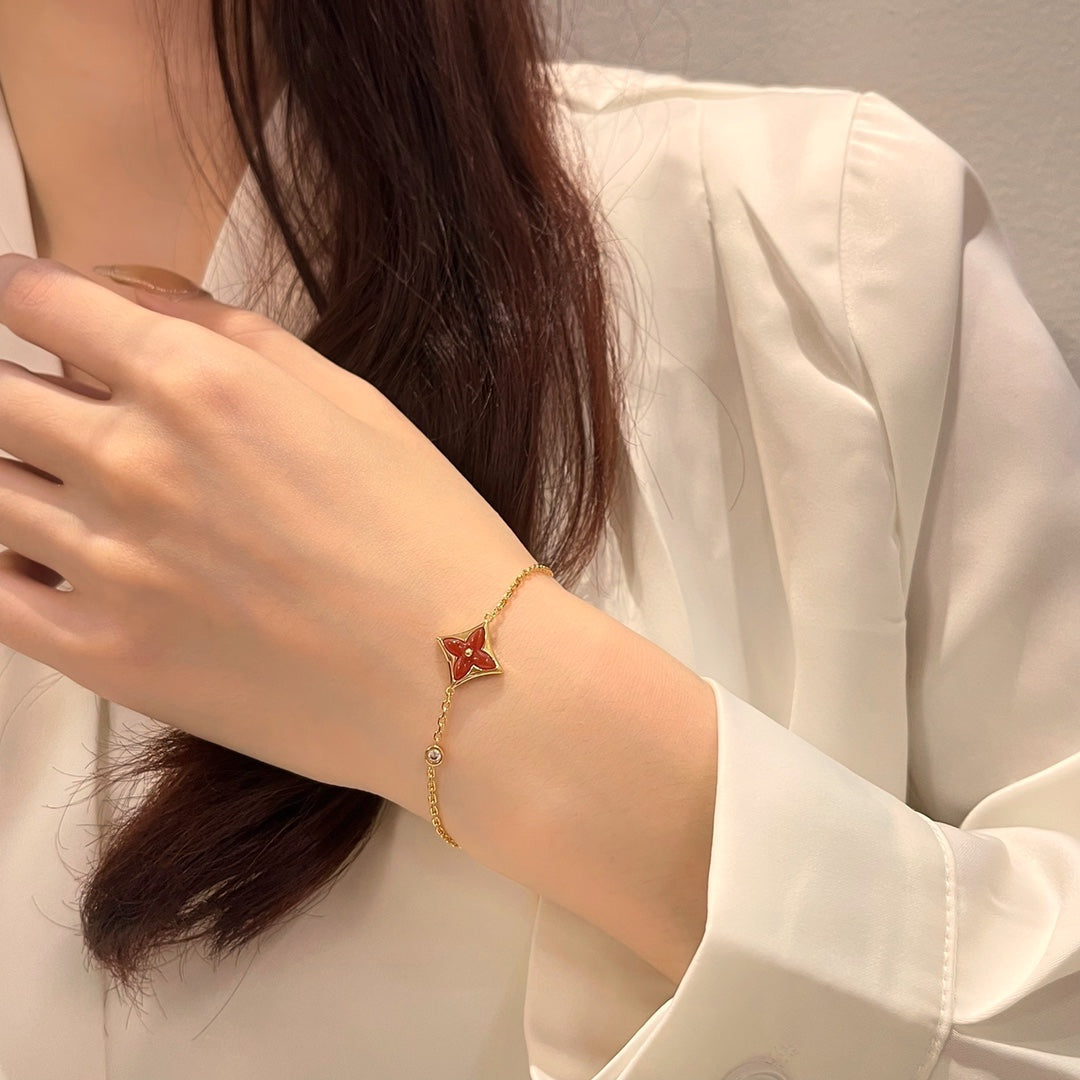 [Loran]COLOR STAR CARNELIAN ROSE GOLD DIAMOND BRACELET