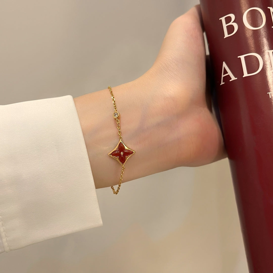 [Loran]COLOR STAR CARNELIAN ROSE GOLD DIAMOND BRACELET