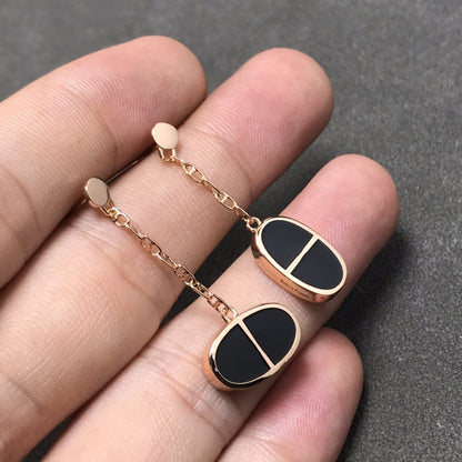 [Loran]CHAINE VERSO BLACK CERAMIC SILVER EARRINGS