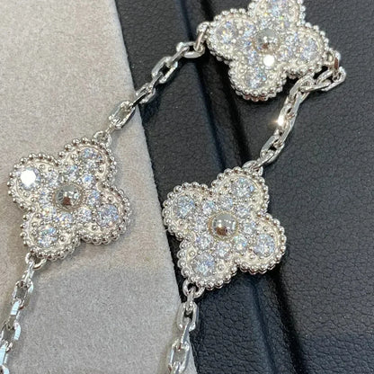[Loran]LUCKY CLOVER 5-MOTIF BRACELET - FULL-DIAMOND