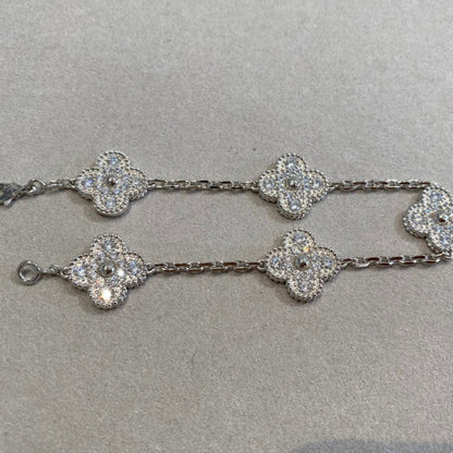 [Loran]LUCKY CLOVER 5-MOTIF BRACELET - FULL-DIAMOND