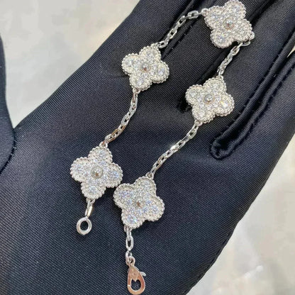 [Loran]LUCKY CLOVER 5-MOTIF BRACELET - FULL-DIAMOND