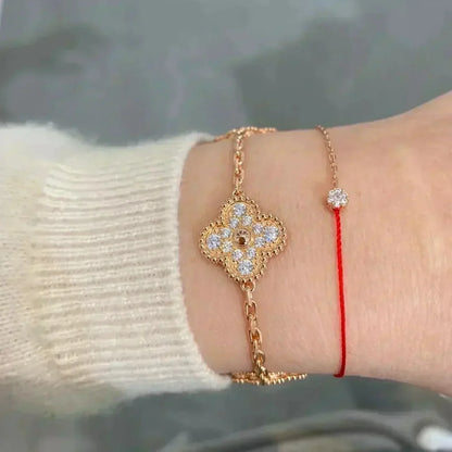 [Loran]LUCKY CLOVER 5-MOTIF BRACELET - FULL-DIAMOND