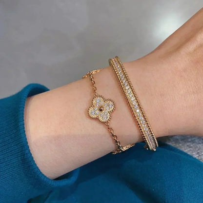[Loran]LUCKY CLOVER 5-MOTIF BRACELET - FULL-DIAMOND