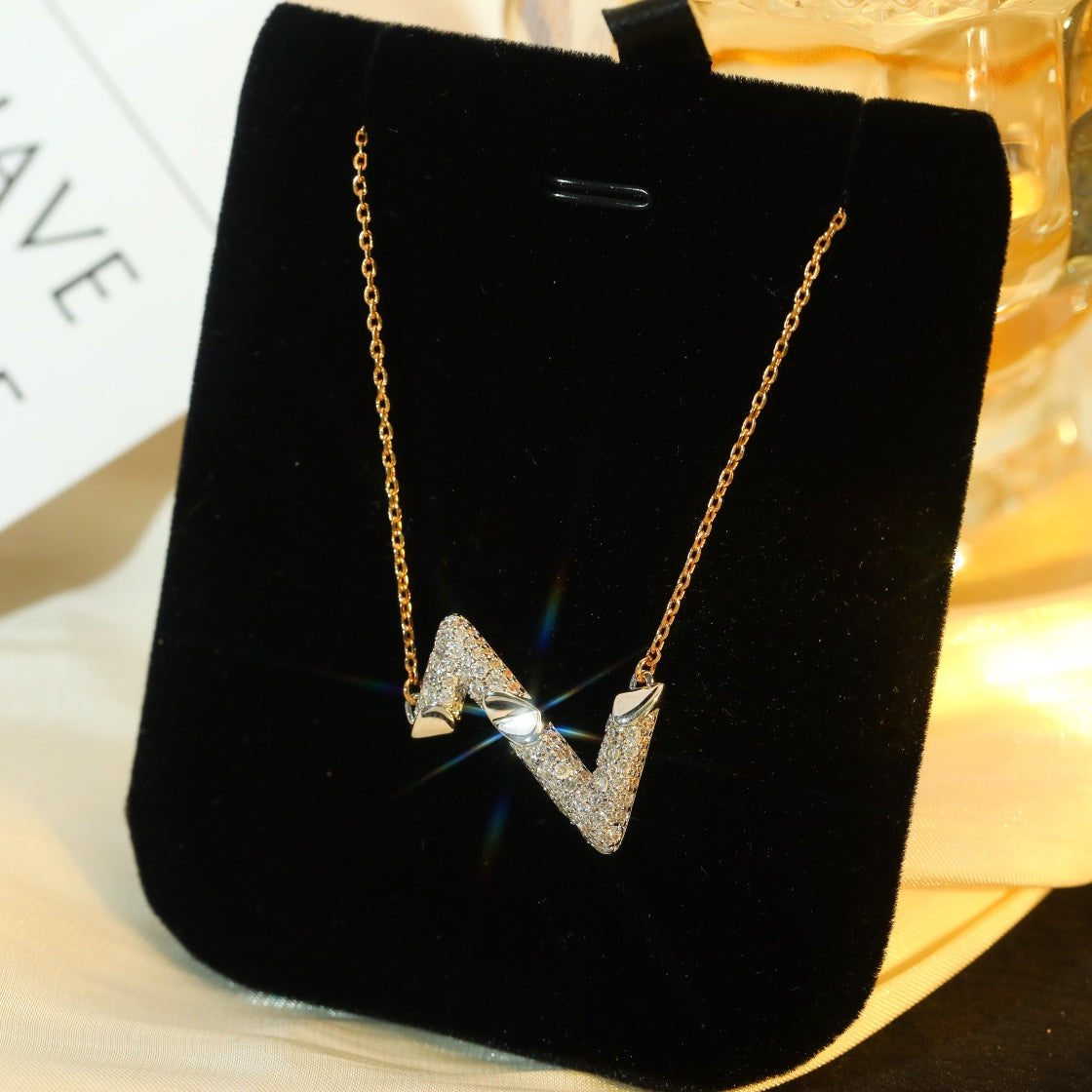 [Loran]VOLT SILVER DIAMOND PEDANT NECKLACE
