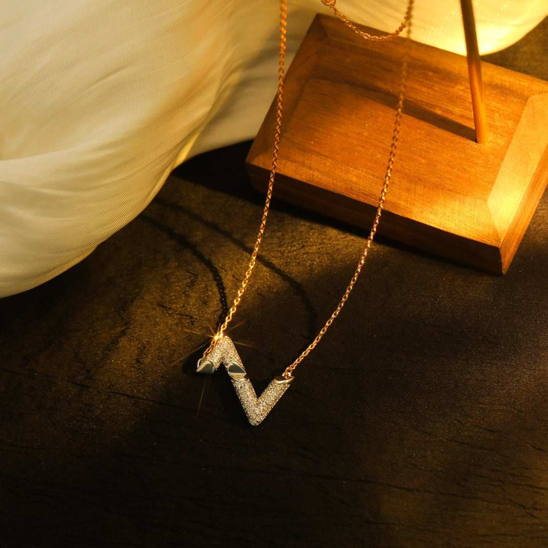[Loran]VOLT SILVER DIAMOND PEDANT NECKLACE