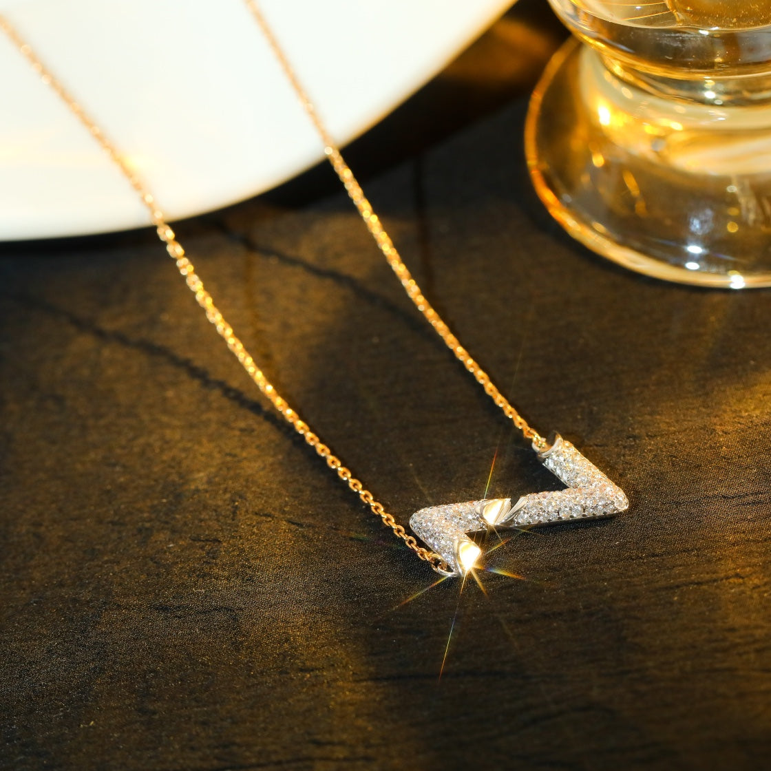 [Loran]VOLT SILVER DIAMOND PEDANT NECKLACE