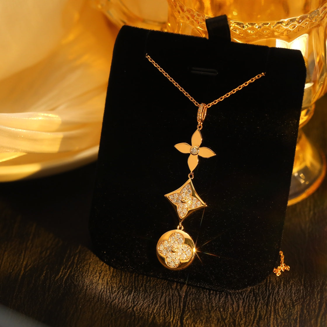 [Loran]STAR AND SUN DIAMOND ROSE GOLD NECKLACE