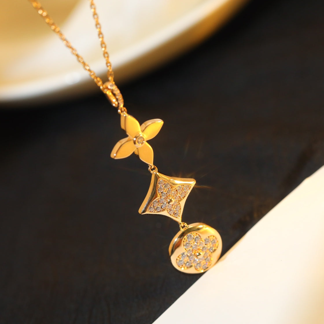 [Loran]STAR AND SUN DIAMOND ROSE GOLD NECKLACE