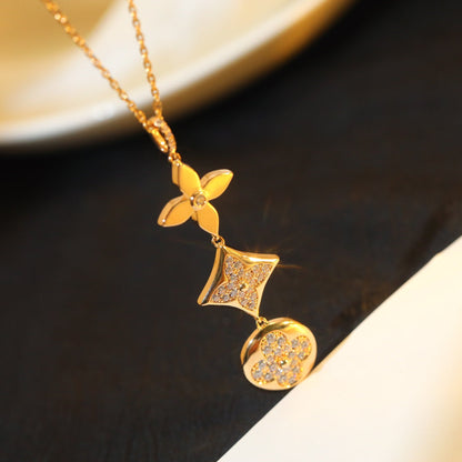 [Loran]STAR AND SUN DIAMOND ROSE GOLD NECKLACE