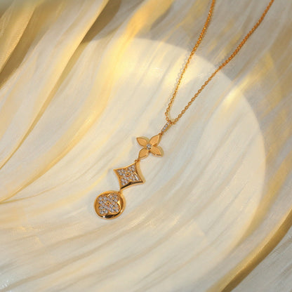 [Loran]STAR AND SUN DIAMOND ROSE GOLD NECKLACE