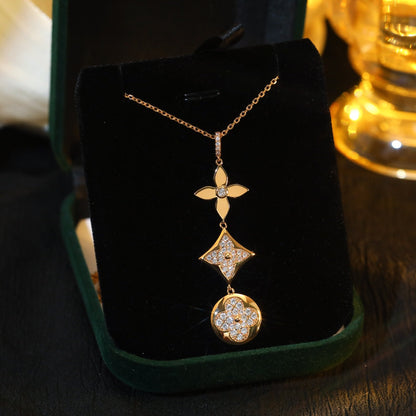 [Loran]STAR AND SUN DIAMOND ROSE GOLD NECKLACE