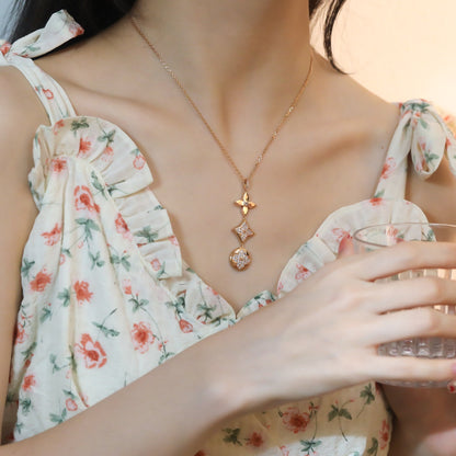 [Loran]STAR AND SUN DIAMOND ROSE GOLD NECKLACE