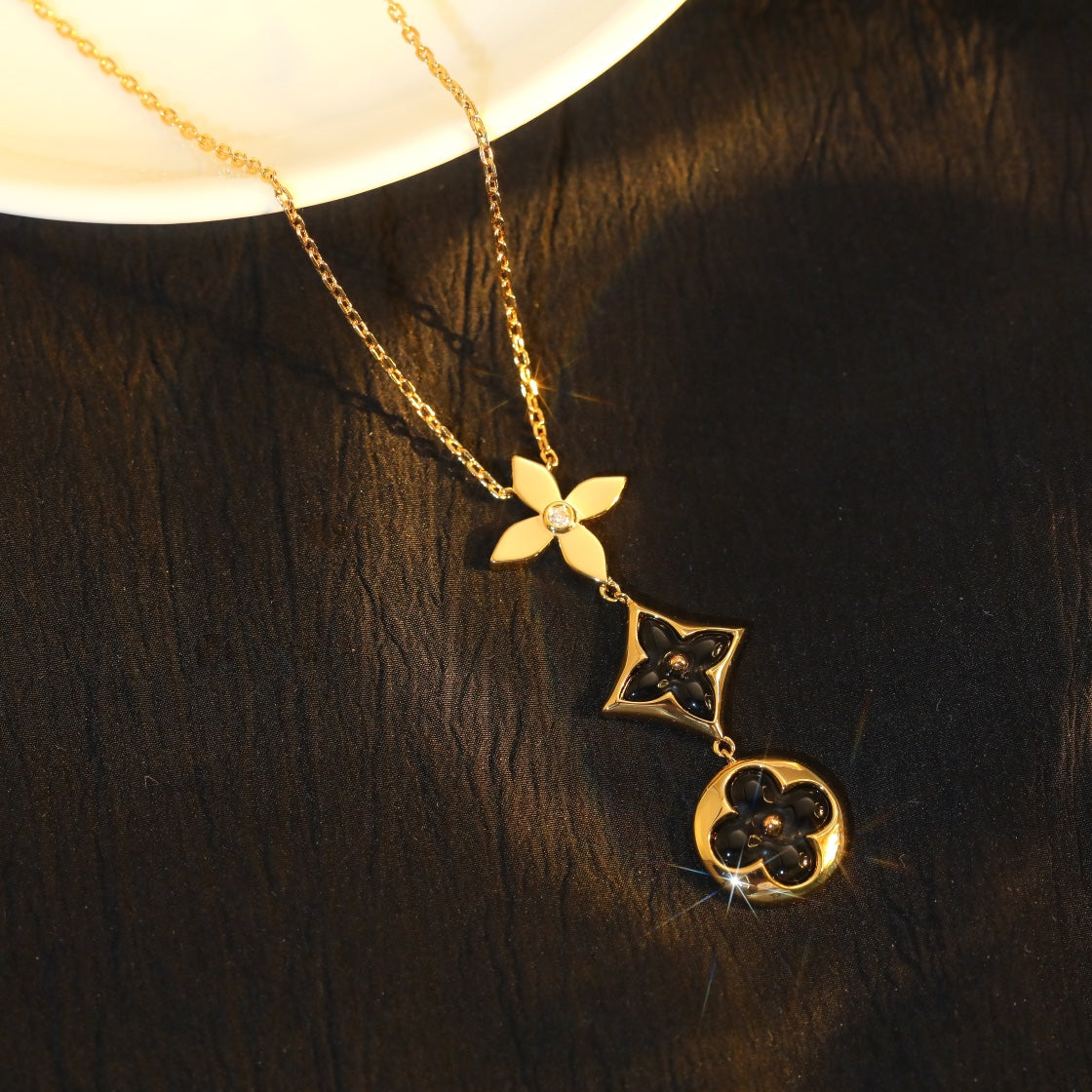 [Loran]STAR AND SUN ONYX ROSE GOLD NECKLACE