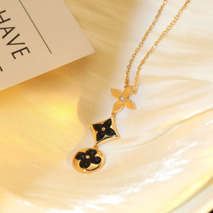 [Loran]STAR AND SUN ONYX ROSE GOLD NECKLACE