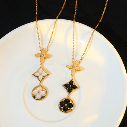 [Loran]STAR AND SUN ONYX ROSE GOLD NECKLACE