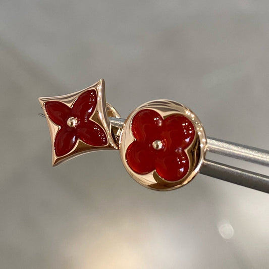 [Loran]STAR AND SUN ROSE GOLD CARNELIAN STUD EARRINGS