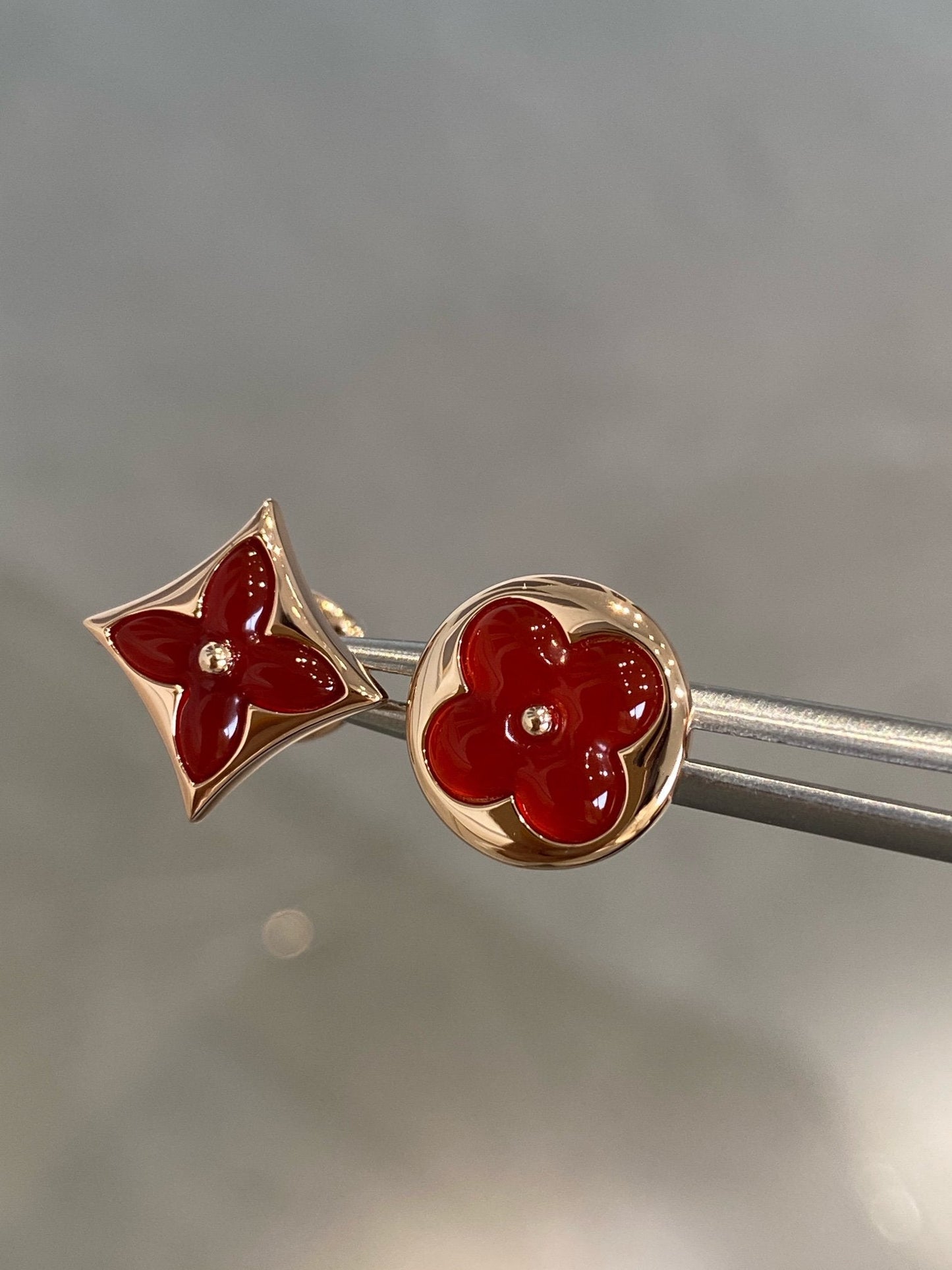 [Loran]STAR AND SUN ROSE GOLD CARNELIAN STUD EARRINGS