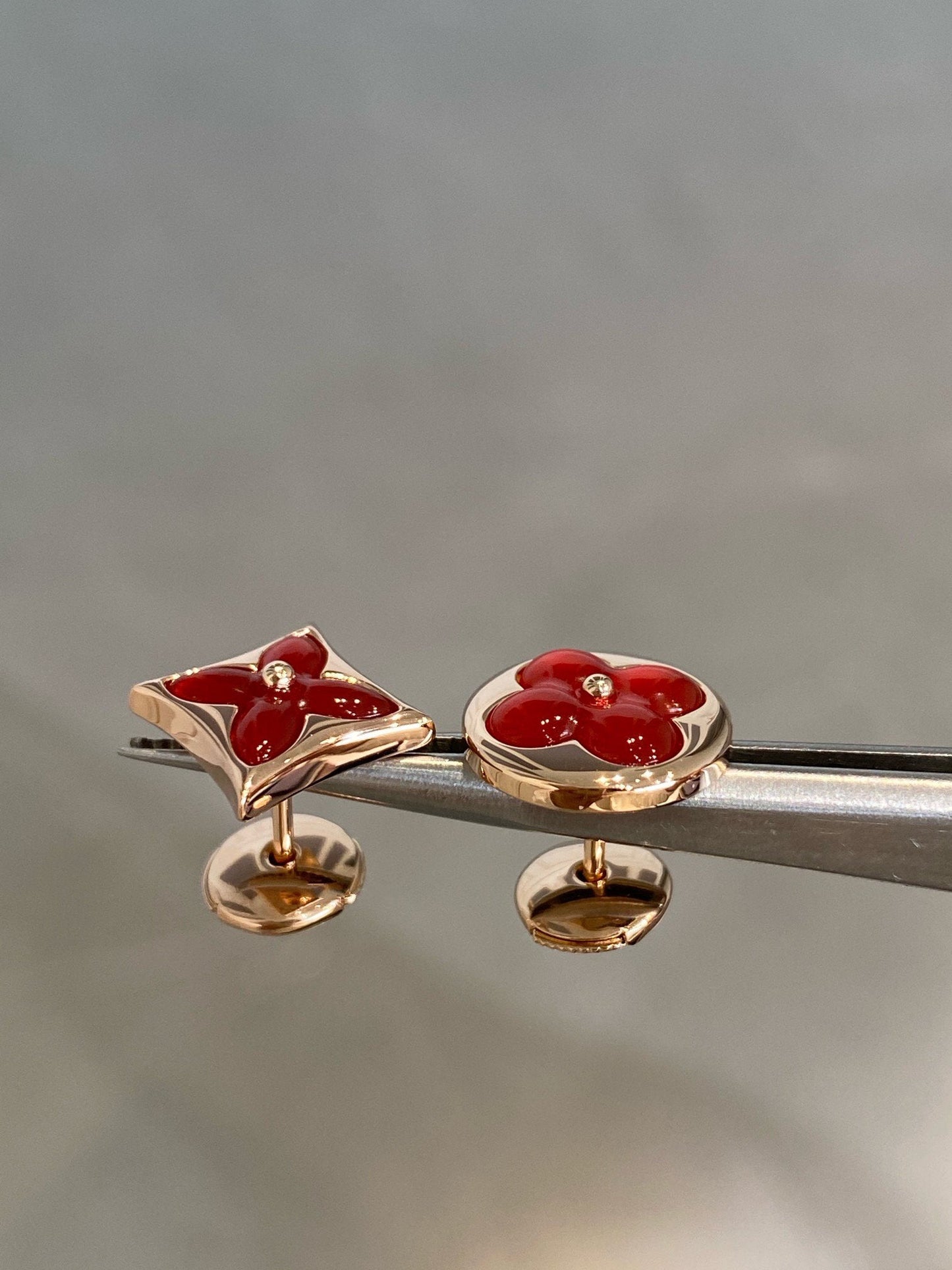 [Loran]STAR AND SUN ROSE GOLD CARNELIAN STUD EARRINGS