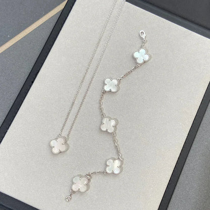 [Loran]LUCKY CLOVER 5-MOTIF BRACELET - WHITE MOTHER-OF-PEARL COLLECTION