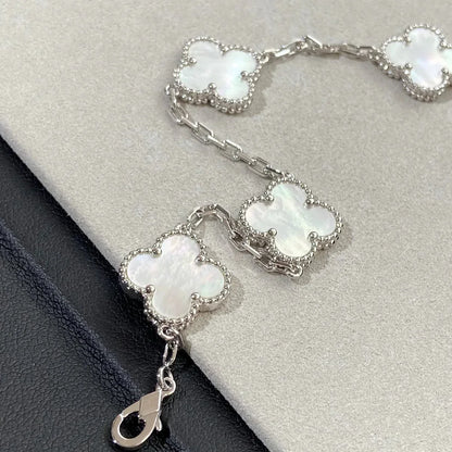 [Loran]LUCKY CLOVER 5-MOTIF BRACELET - WHITE MOTHER-OF-PEARL COLLECTION