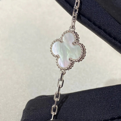 [Loran]LUCKY CLOVER 5-MOTIF BRACELET - WHITE MOTHER-OF-PEARL COLLECTION