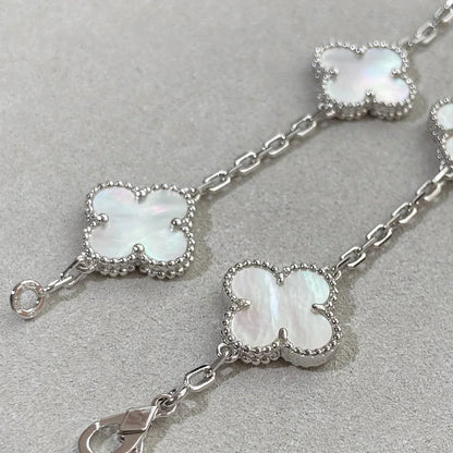 [Loran]LUCKY CLOVER 5-MOTIF BRACELET - WHITE MOTHER-OF-PEARL COLLECTION