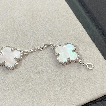 [Loran]LUCKY CLOVER 5-MOTIF BRACELET - WHITE MOTHER-OF-PEARL COLLECTION
