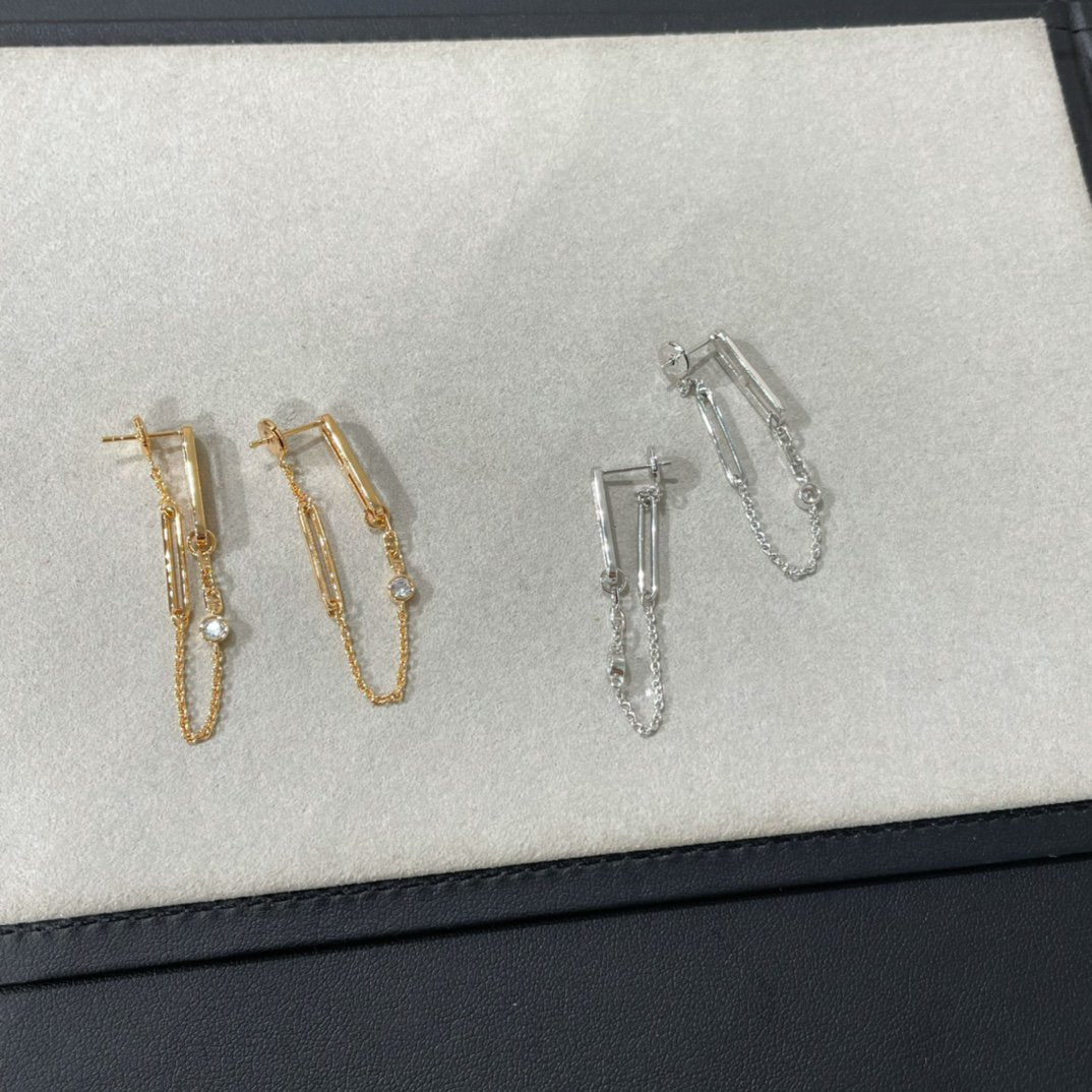 [Loran]CHAINE CHAOS DIAMOND DROP EARRINGS