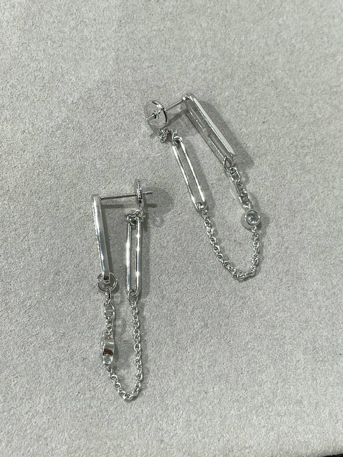 [Loran]CHAINE CHAOS DIAMOND DROP EARRINGS