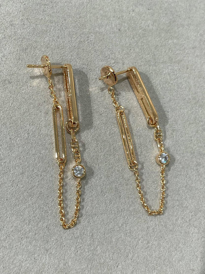 [Loran]CHAINE CHAOS DIAMOND DROP EARRINGS