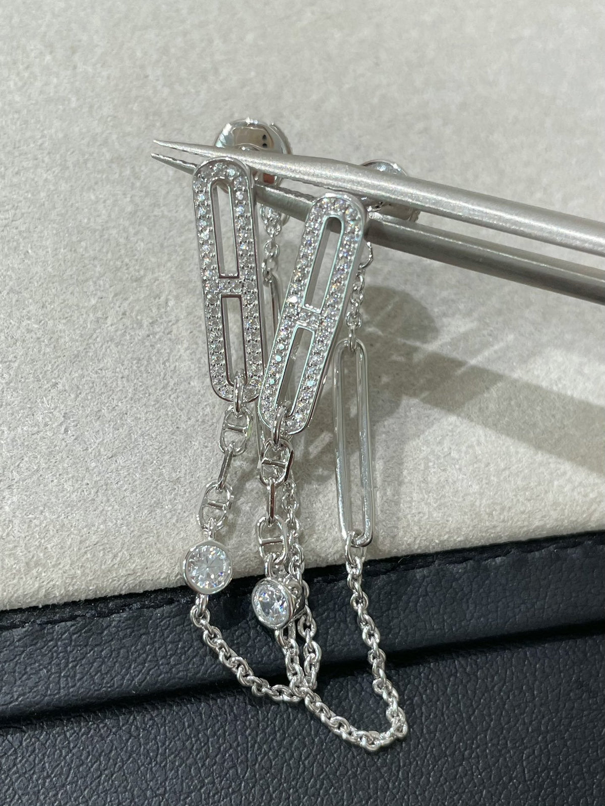 [Loran]CHAINE CHAOS DIAMOND DROP EARRINGS