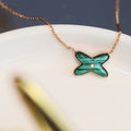 [Loran]JEUX MALACHITE 1 DIAMOND ROSE GOLD NECKLACE