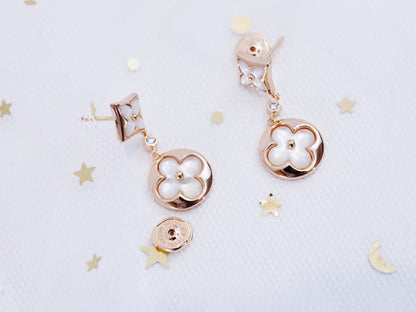 [Loran]STAR AND SUN ROSE GOLD MOP DROP EARRINGS