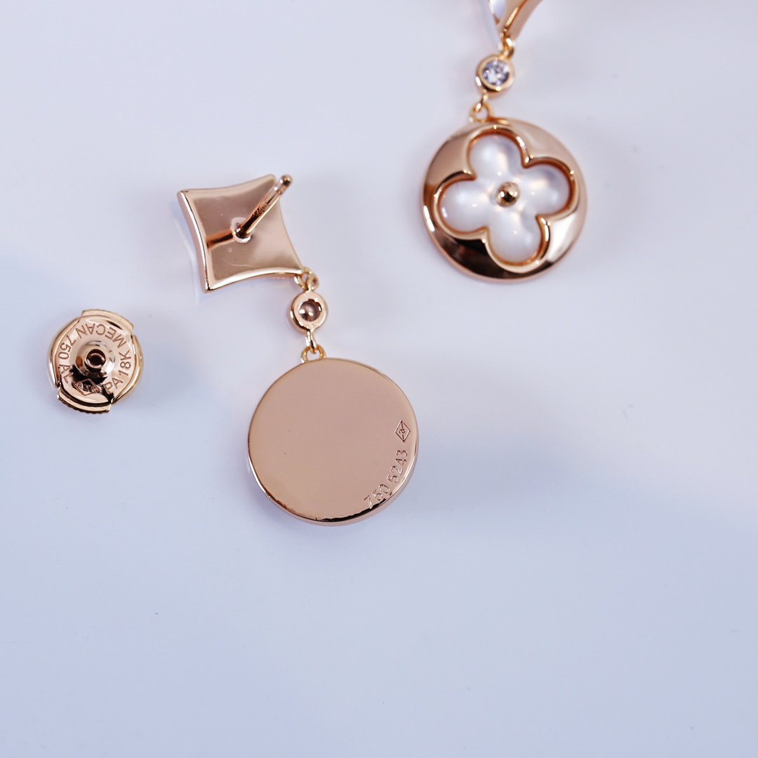 [Loran]STAR AND SUN ROSE GOLD MOP DROP EARRINGS