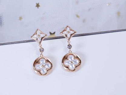 [Loran]STAR AND SUN ROSE GOLD MOP DROP EARRINGS