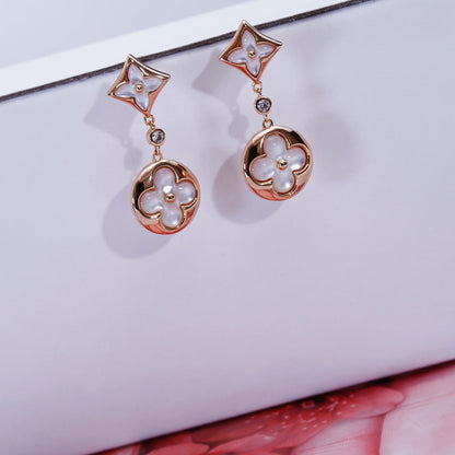 [Loran]STAR AND SUN ROSE GOLD MOP DROP EARRINGS
